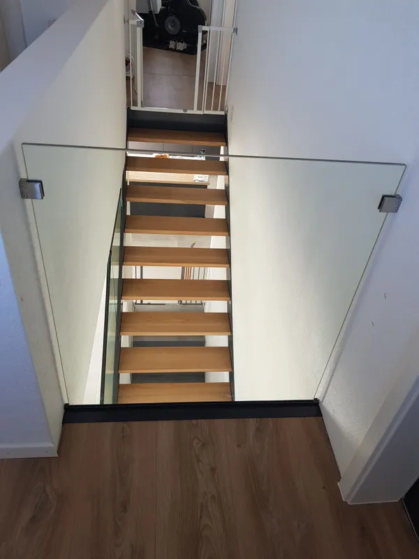 escalier bois, métal et verre - 3