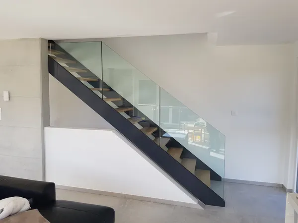 escalier bois, métal et verre - 0