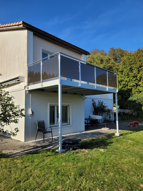 Balcon, barrière inox brossé et verre - 1