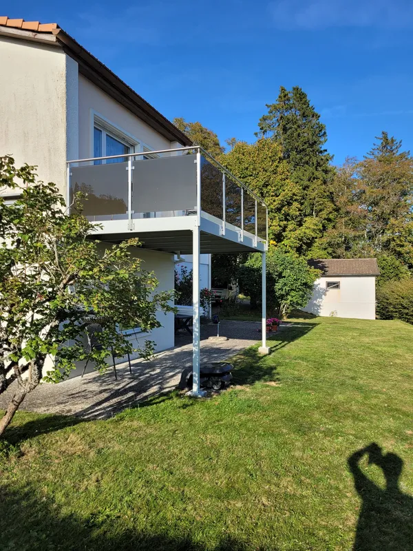 Balcon, barrière inox brossé et verre - 2
