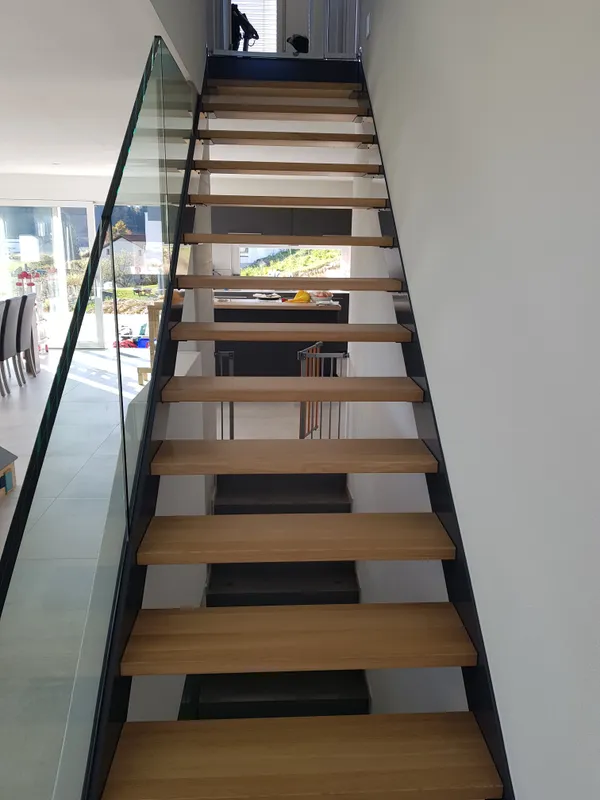 escalier bois, métal et verre - 0
